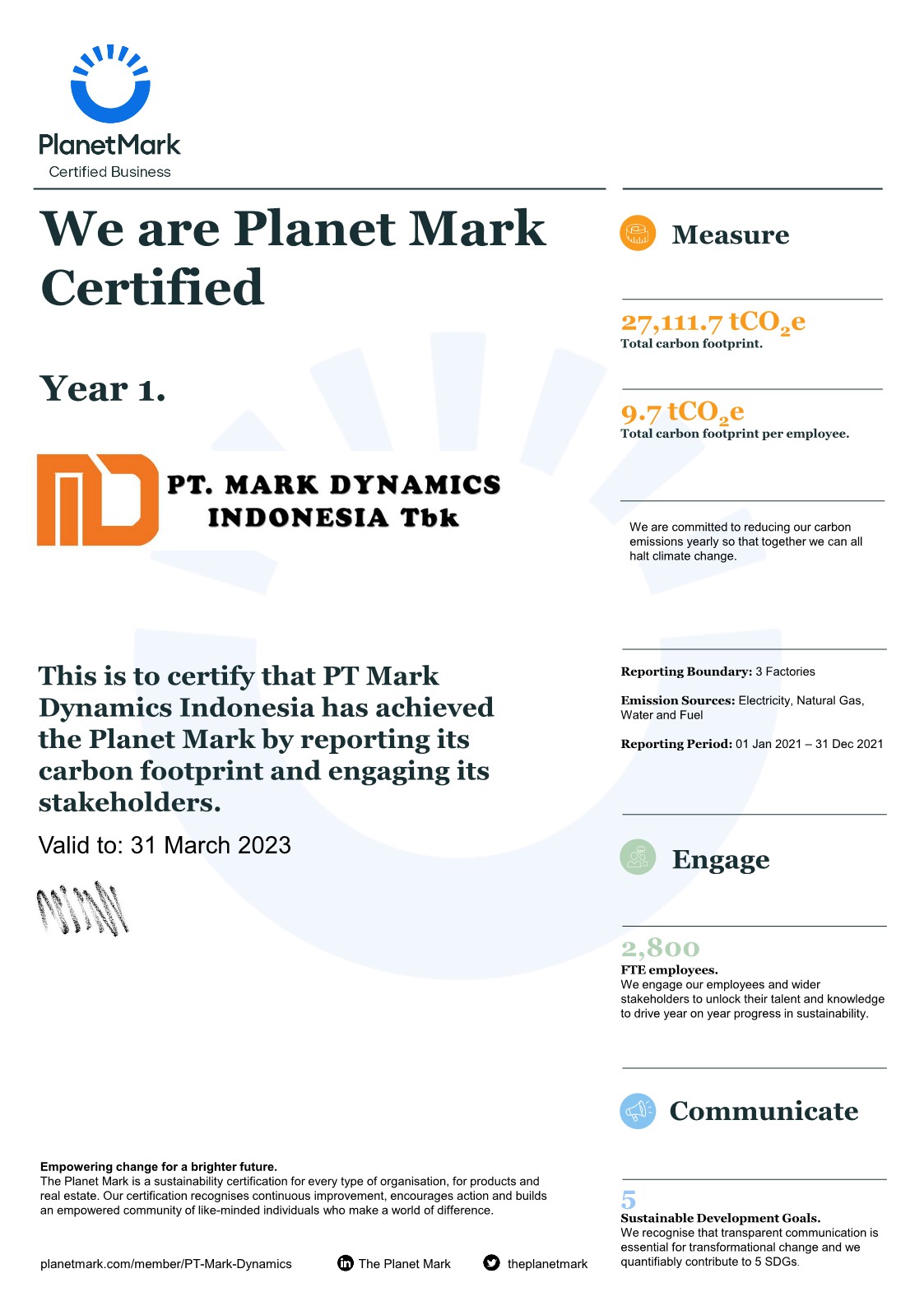 Sertifikasi Planet Mark 2
